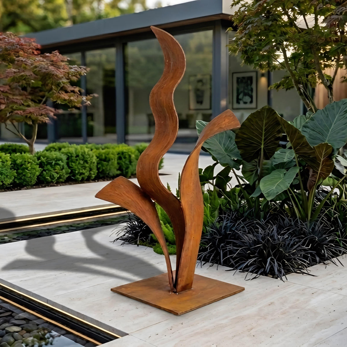 Rustic Metal Plant Sculpture Titled Florez