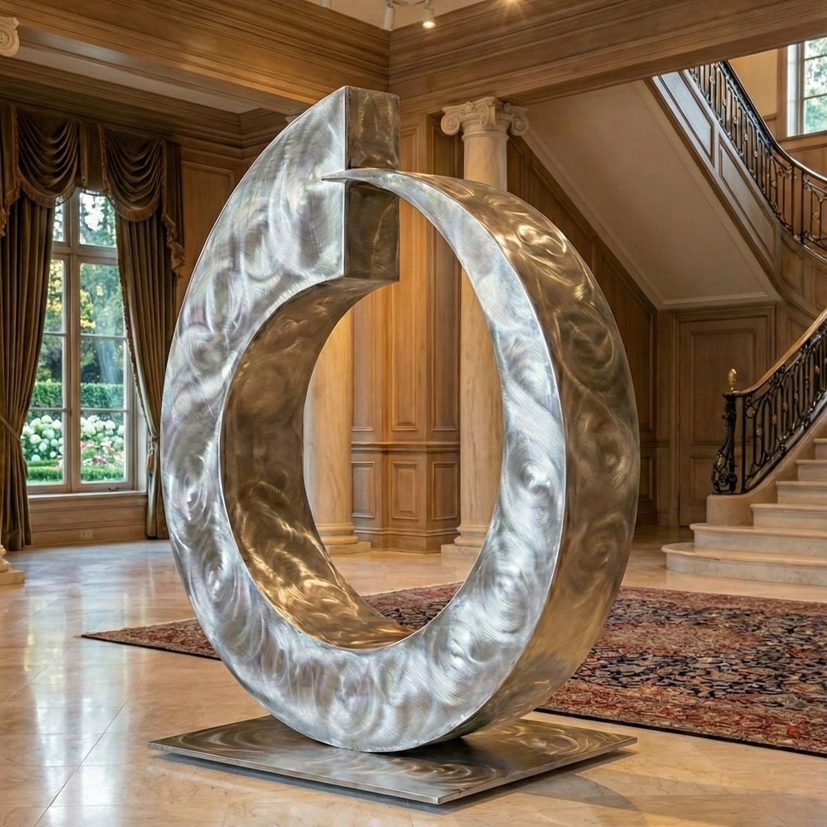 Modern Abstract Metal Loop Sculpture titled Juggernaut