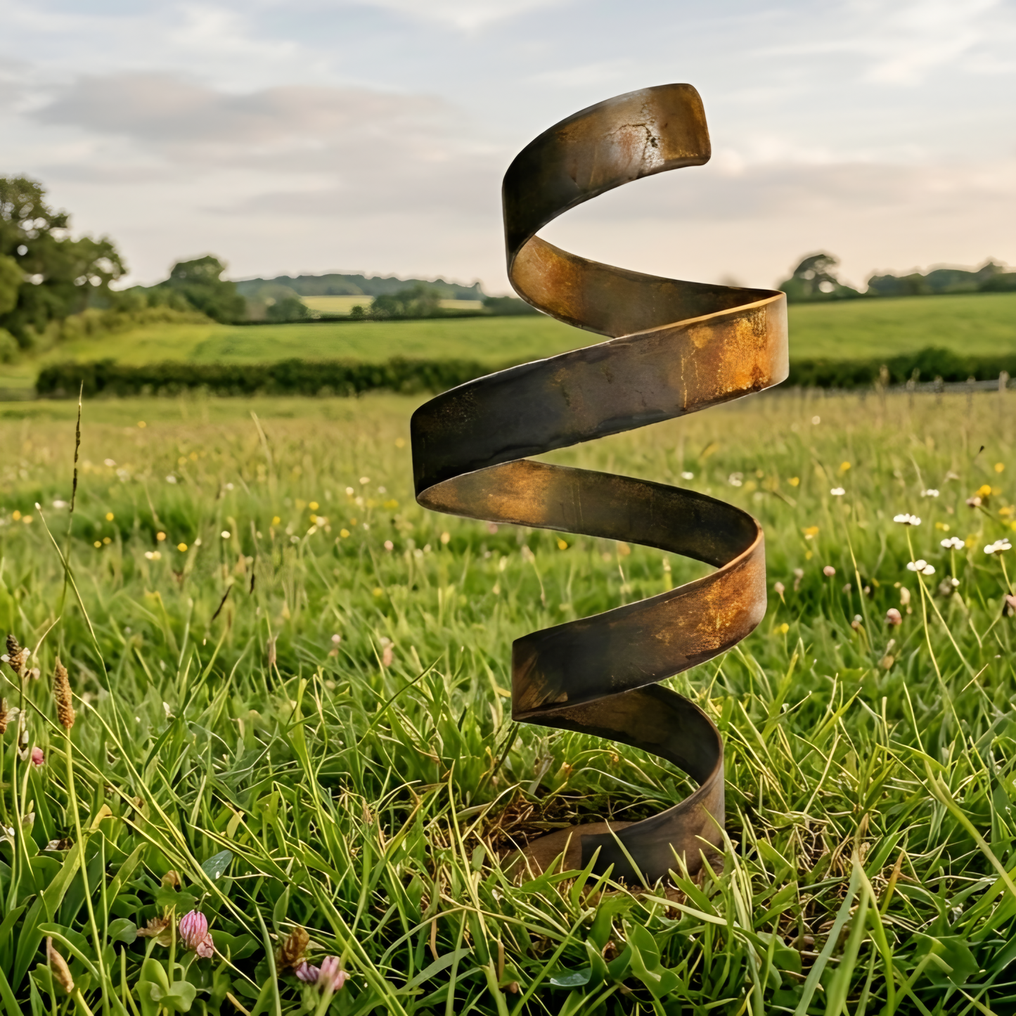 Large Garden Sculpture: Rustic Metal Art Titled Twirl