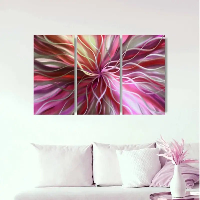 3 Panel Metal Artwork Set Titled Radiation - Modern Elements Metal Art - MEA789379SX