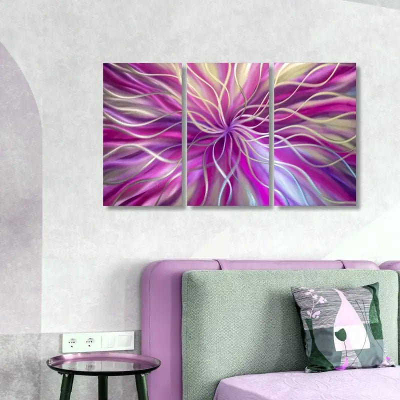 3 Panel Metal Artwork Set Titled Radiation - Modern Elements Metal Art - MEA69889SX