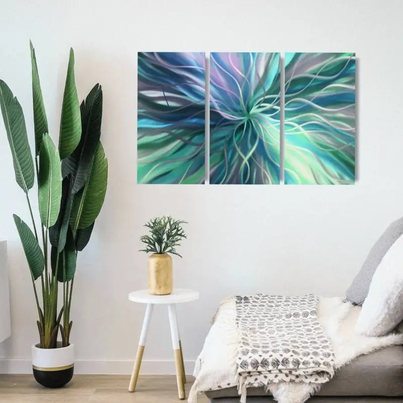 3 Panel Metal Artwork Set Titled Radiation - Modern Elements Metal Art - MEA789379SX
