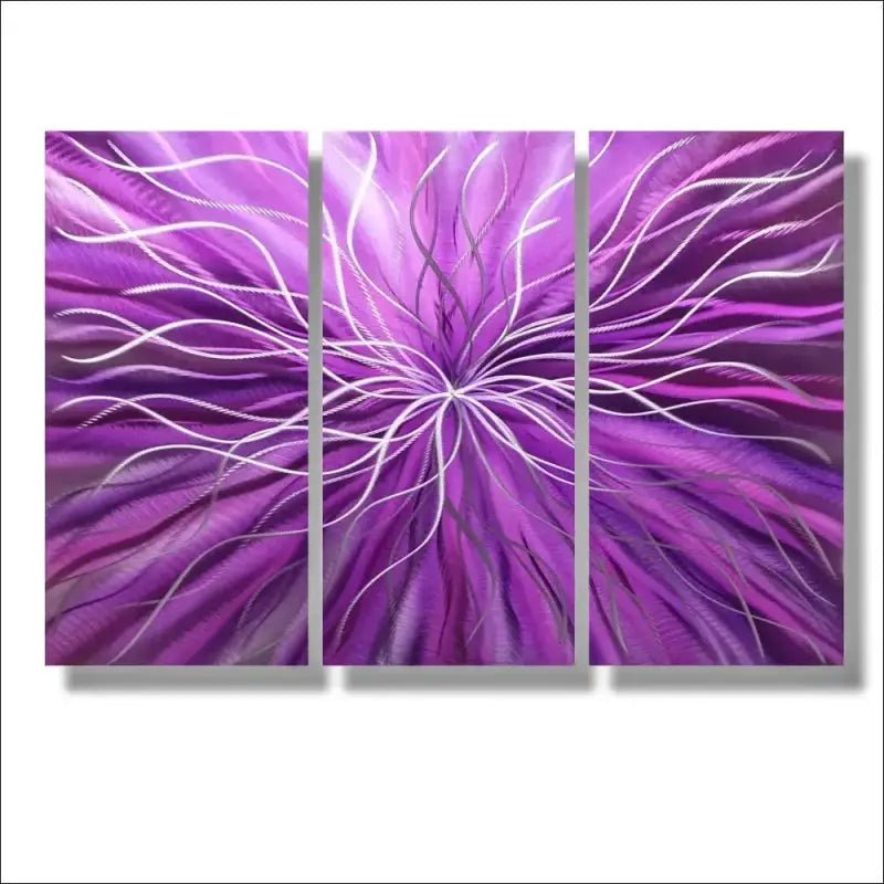 3 Piece Wall Art Titled "Radiation" (Purple Wall Art Set of 3) - Modern Elements Metal Art - ME4652180SX