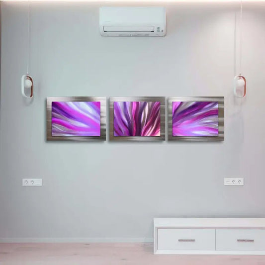 3 Section Wall Art Titled "Tesla" - Modern Elements Metal Art - ME6899SX