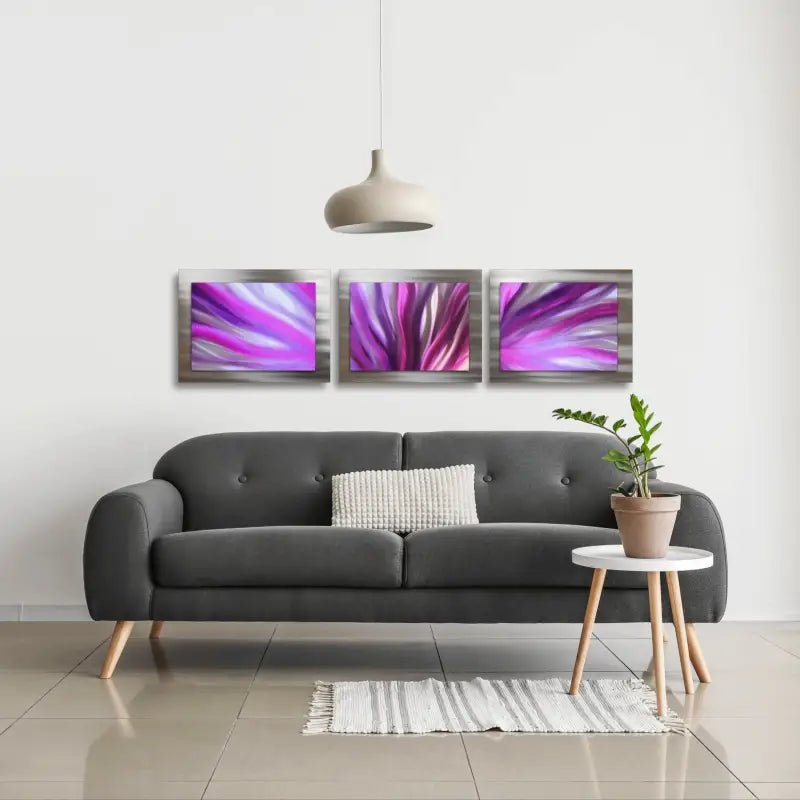3 Section Wall Art Titled "Tesla" - Modern Elements Metal Art - ME6899SX