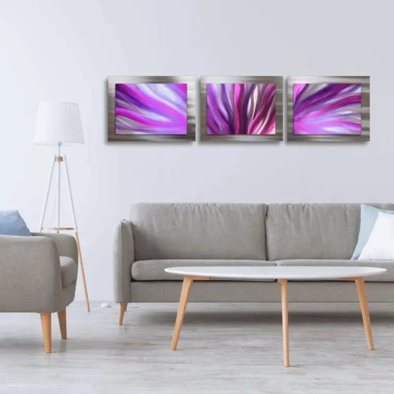 3 Section Wall Art Titled "Tesla" - Modern Elements Metal Art - ME6899SX