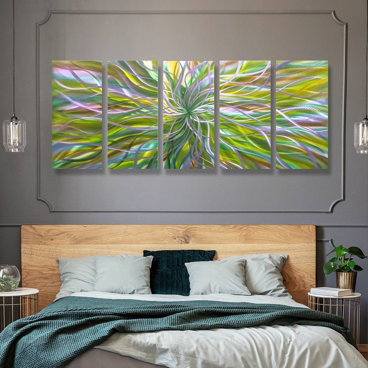 5 Panel Large Metal Wall Art Titled Radiation - Modern Elements Metal Art - MH678K