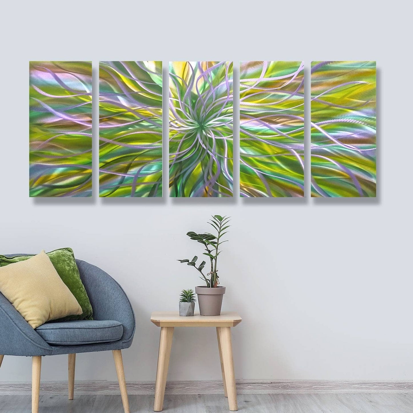 5 Panel Large Metal Wall Art Titled Radiation - Modern Elements Metal Art - MH678K