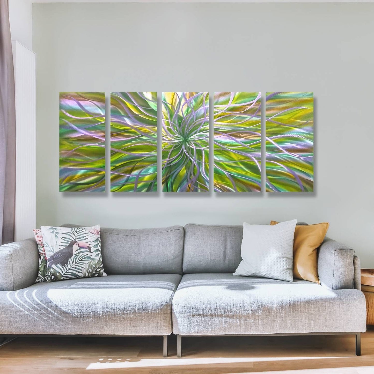 5 Panel Large Metal Wall Art Titled Radiation - Modern Elements Metal Art - MH678K