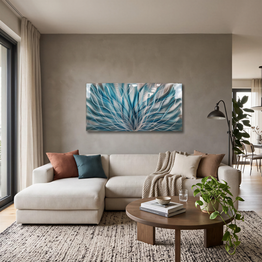 a living room filled with furniture and a painting on the wall