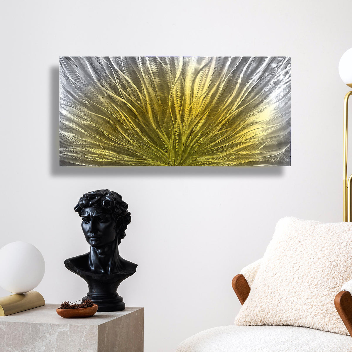 Abstract Metal Wall Art: Gold Silver Wall Sculpture, Modern Home Decor