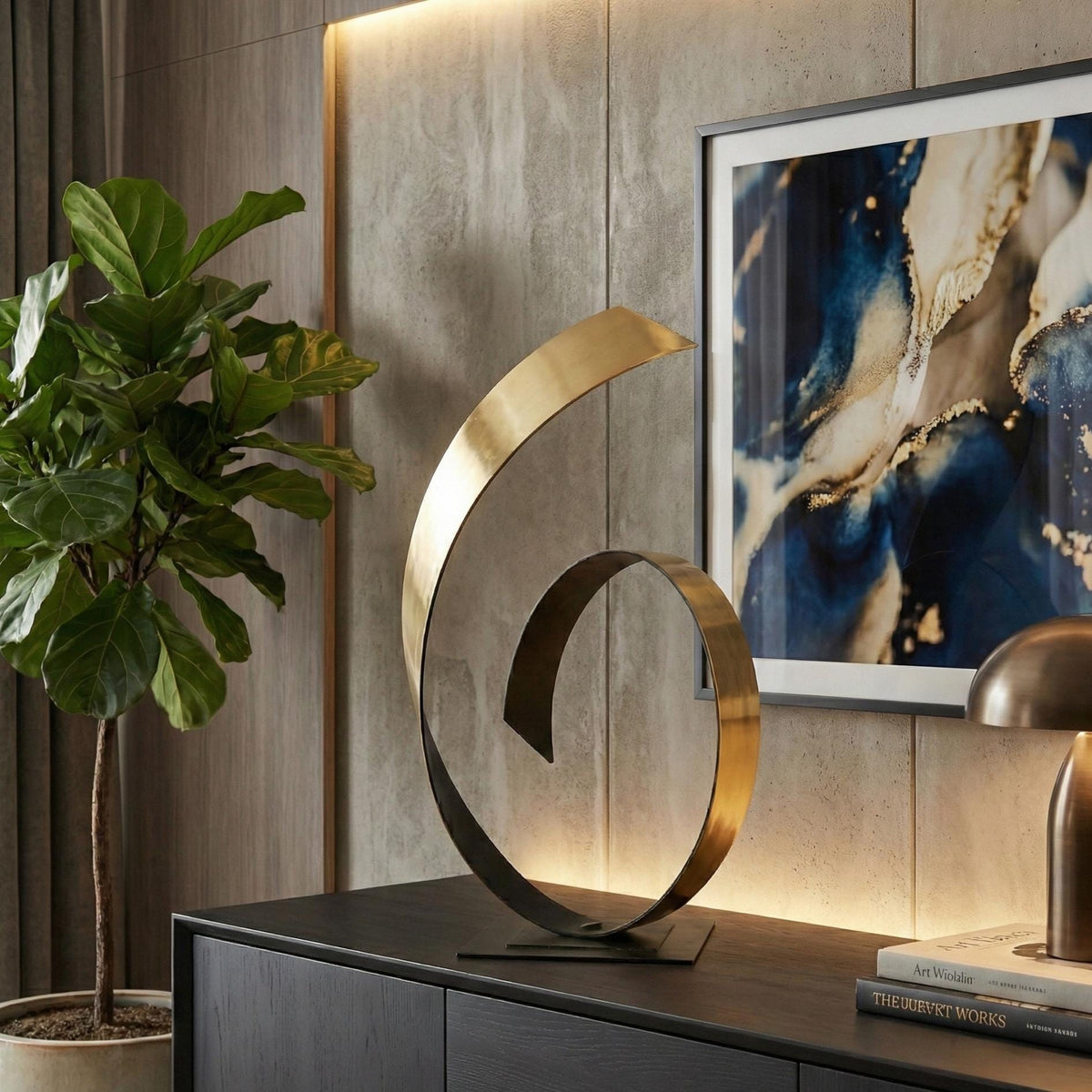 Abstract Sculpture: Metal Contemporary Art Handcrafted Luxury Modern Decor
