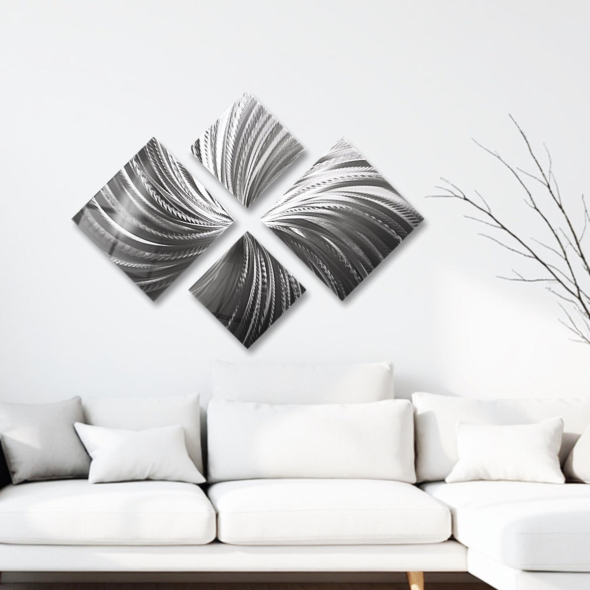 Handmade Silver Metal Wall Art Sculpture Set: Modern Abstract Decor