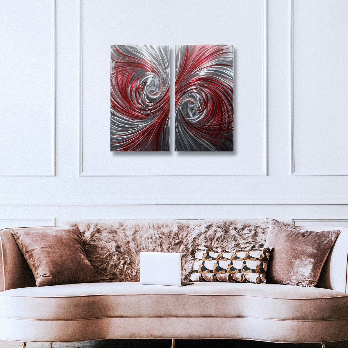 Luxury Metal Wall Art: Handcrafted Modern Wall Sculpture (Set of 2)