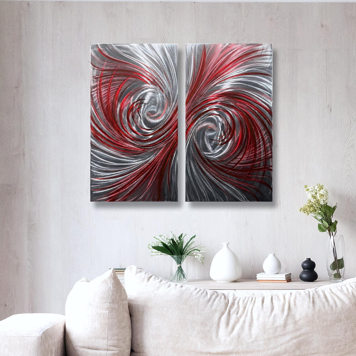 Luxury Metal Wall Art: Handcrafted Modern Wall Sculpture (Set of 2)