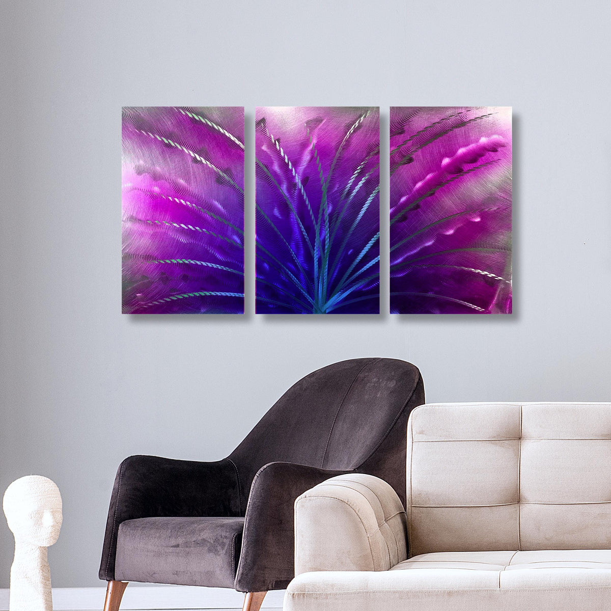 Metal Abstract Wall Art: 3-Panel Modern Sculpture