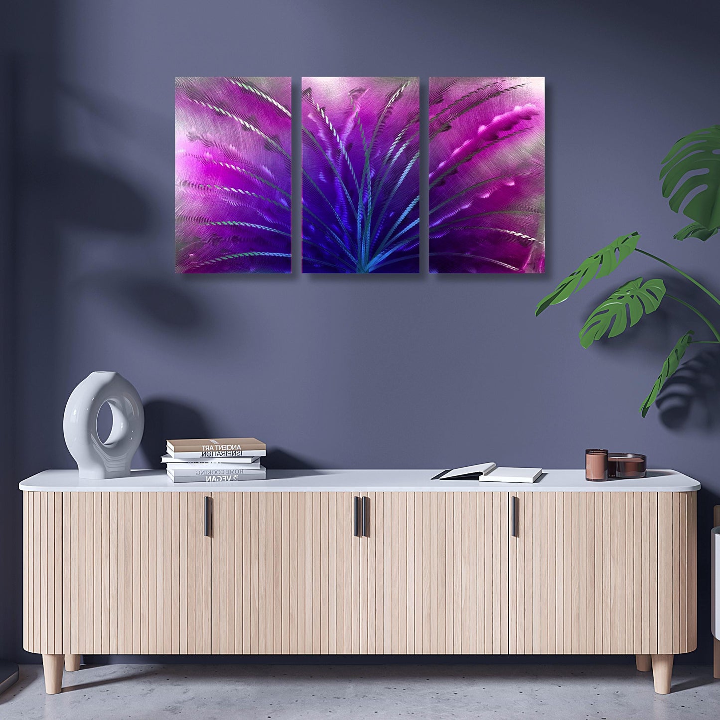 Metal Abstract Wall Art: 3-Panel Modern Sculpture