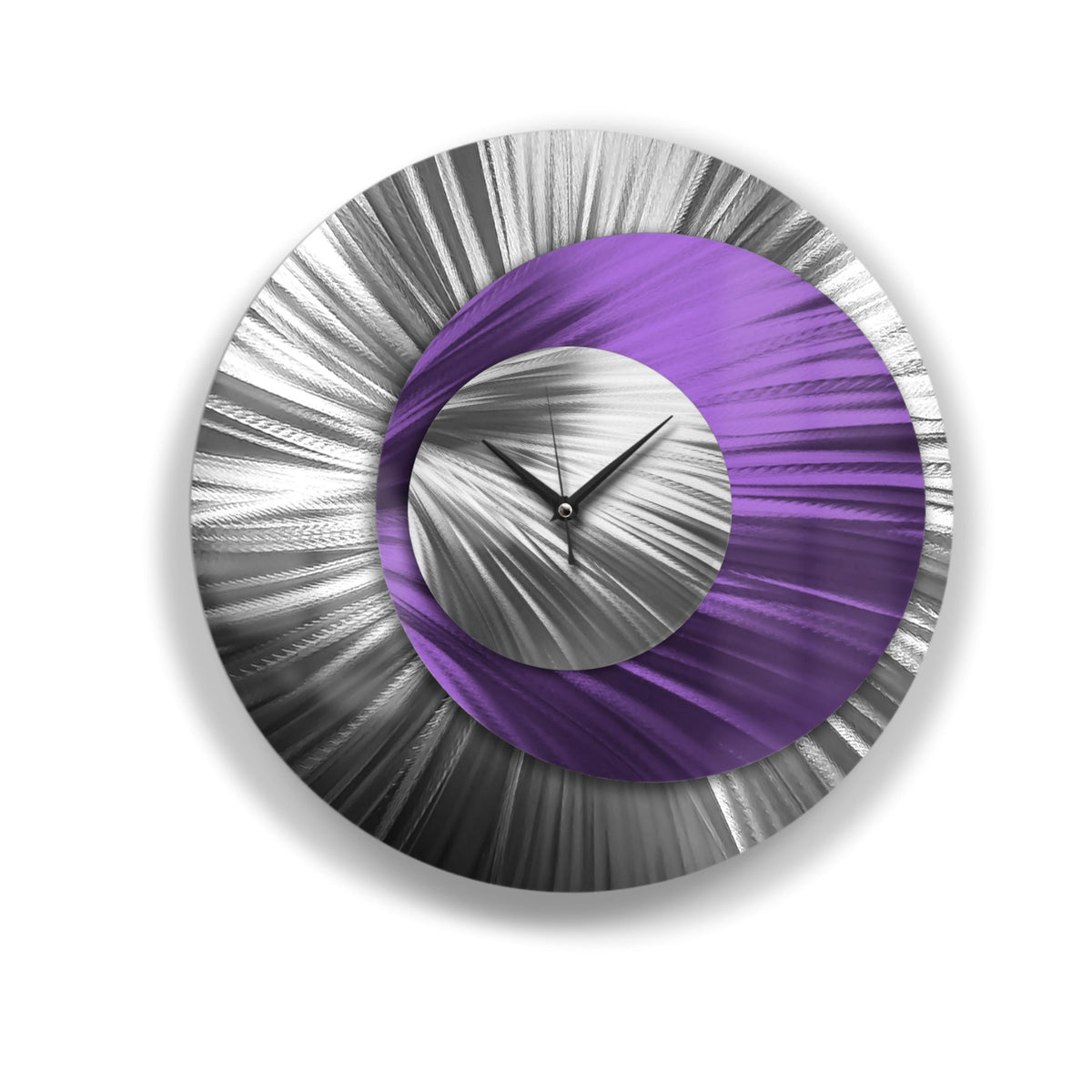 Metal Wall Clock: Spiral Abstract Modern Silver Wall Sculpture, 24"
