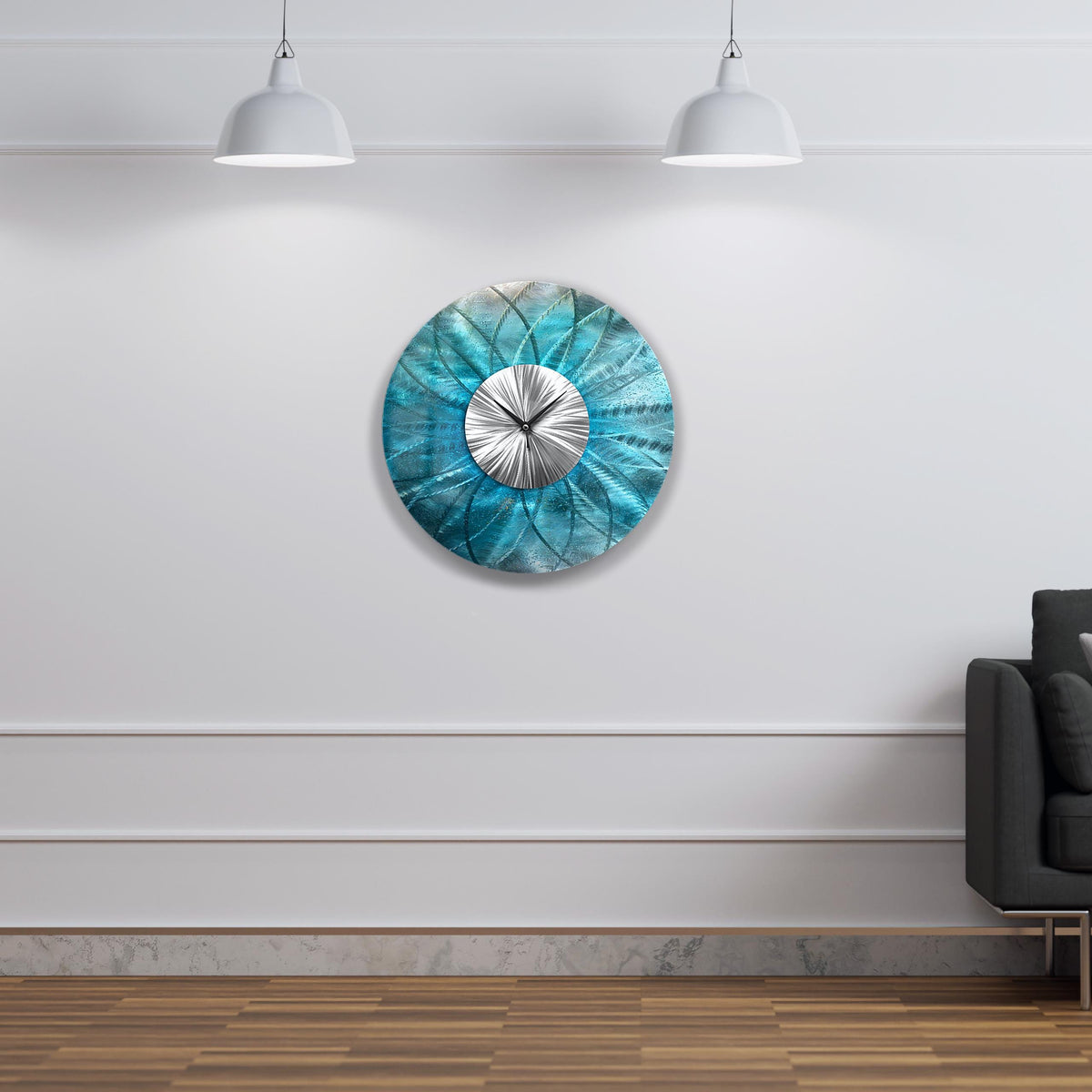 Modern Wall Clock: Unique Abstract Metal Wall Sculpture, 24"