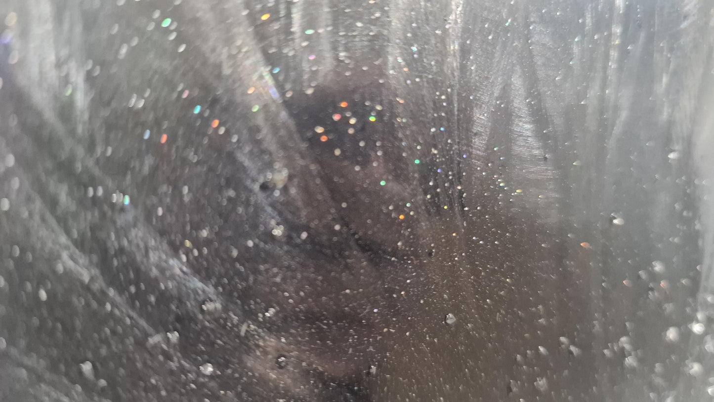 Silver Metal Wall Art Set: Crushed Glass Abstract Sculpture