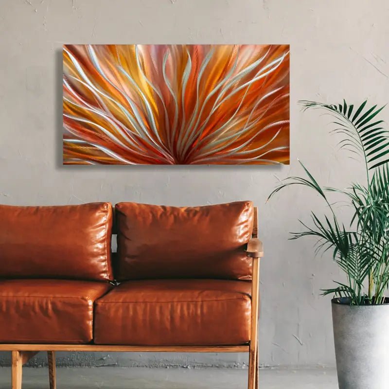 Abstract Metal Wall Art Titled "Modern Flame" - Modern Elements Metal Art - 63393939