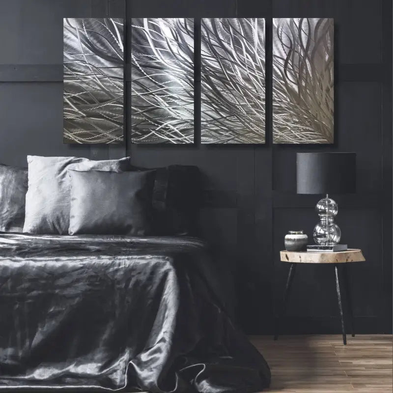 Abstract Modern Metallic Art Set Titled Kosmosis - Modern Elements Metal Art - ME78738J