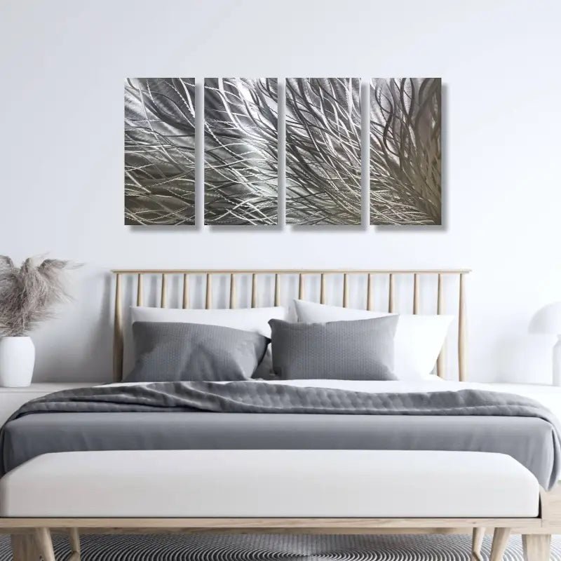 Abstract Modern Metallic Art Set Titled Kosmosis - Modern Elements Metal Art - ME78738J