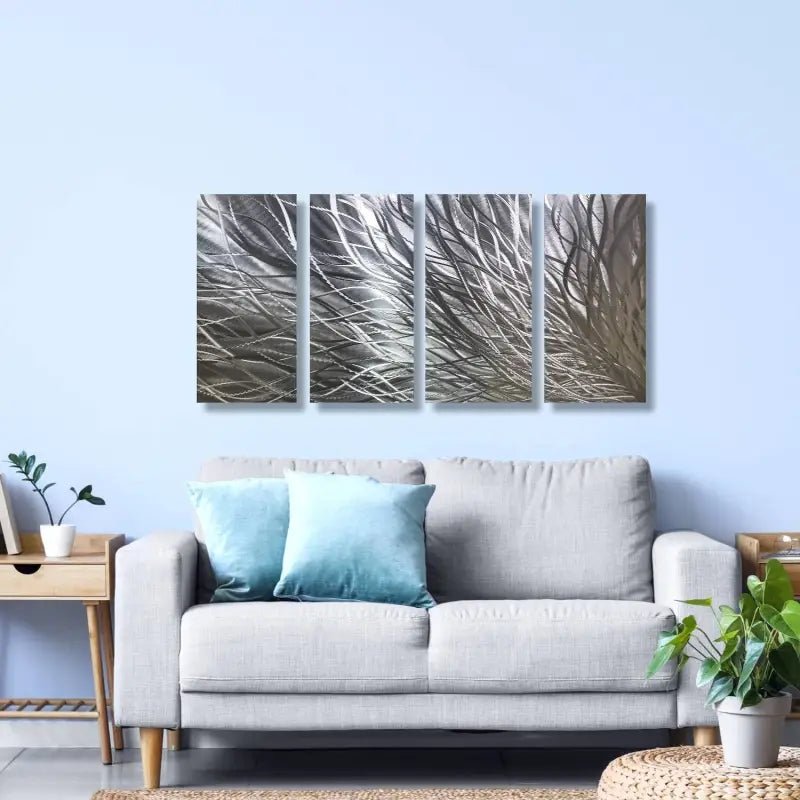 Abstract Modern Metallic Art Set Titled Kosmosis - Modern Elements Metal Art - ME78738J
