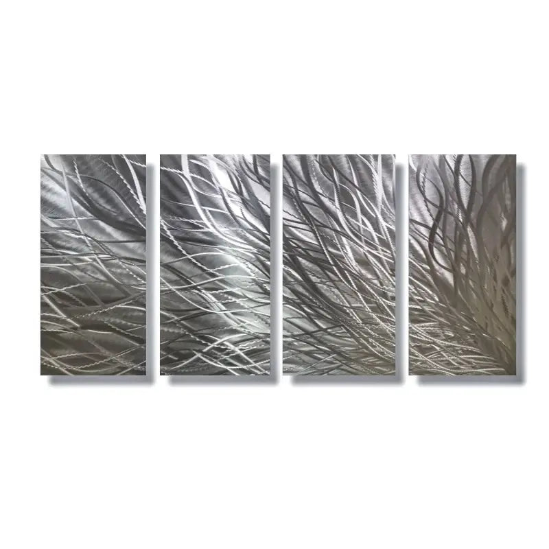 Abstract Modern Metallic Art Set Titled Kosmosis - Modern Elements Metal Art - ME78738J