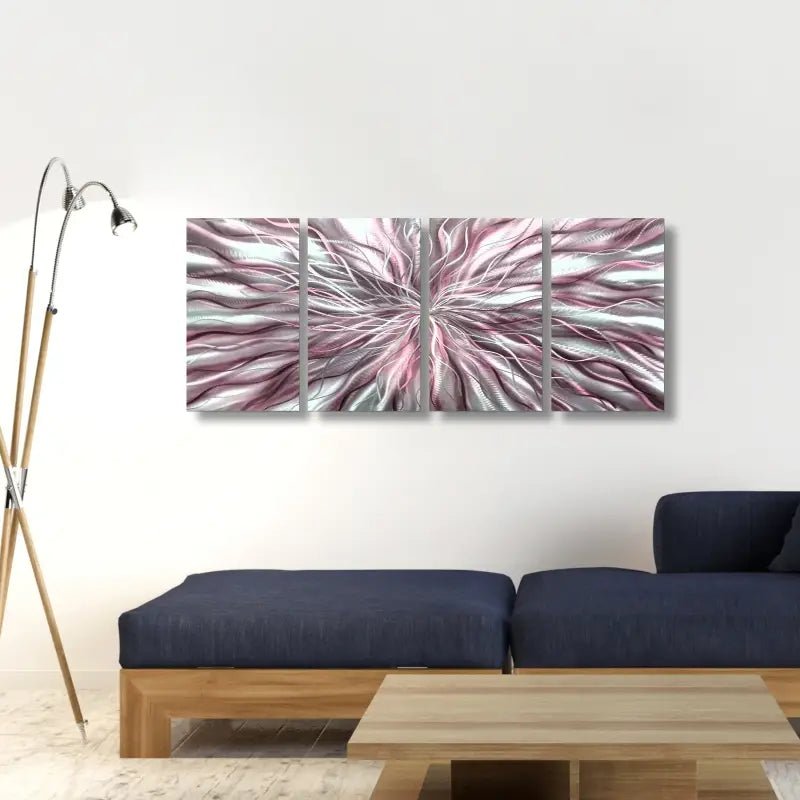 Abstract Wall Art Titled Radiation Set of 4 (Pink Edition) - Modern Elements Metal Art - INV53783