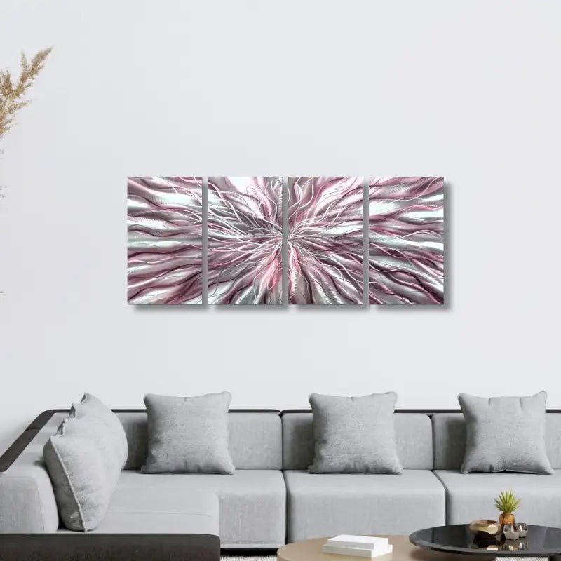 Abstract Wall Art Titled Radiation Set of 4 (Pink Edition) - Modern Elements Metal Art - INV53783
