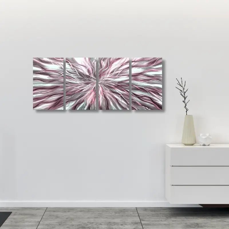 Abstract Wall Art Titled Radiation Set of 4 (Pink Edition) - Modern Elements Metal Art - INV53783