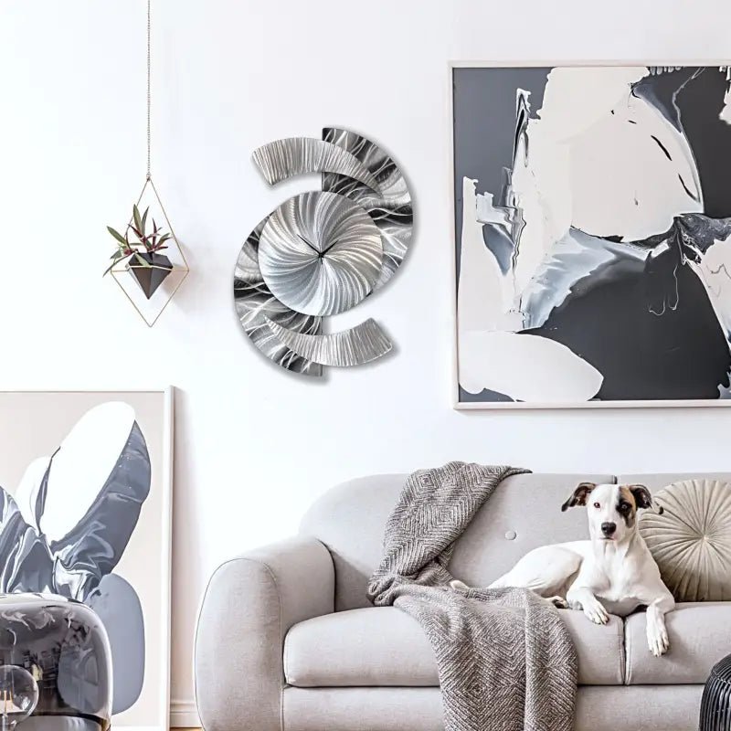 Big Clock for Walls Titled "Elliptical" - Modern Elements Metal Art - 234560985678