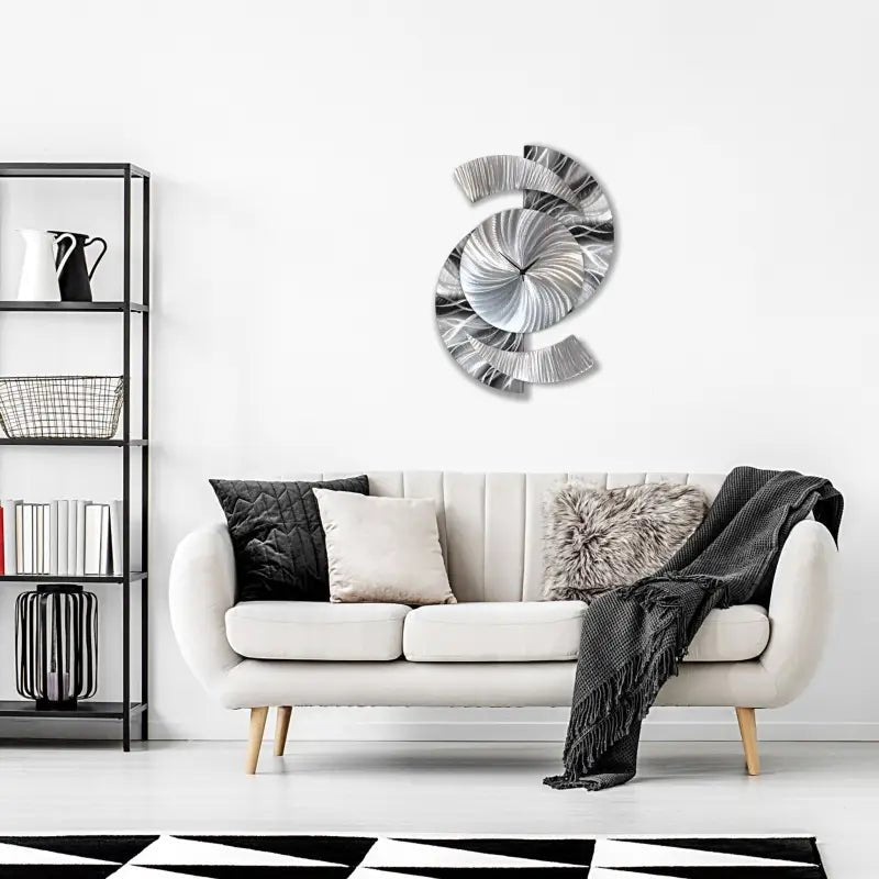 Big Clock for Walls Titled "Elliptical" - Modern Elements Metal Art - 234560985678