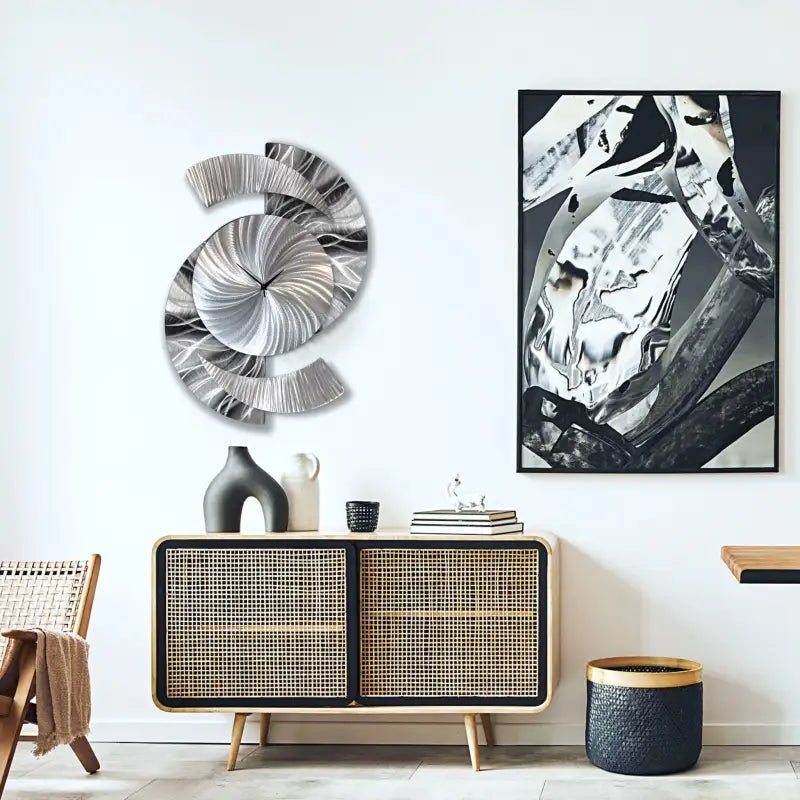 Big Clock for Walls Titled "Elliptical" - Modern Elements Metal Art - 234560985678