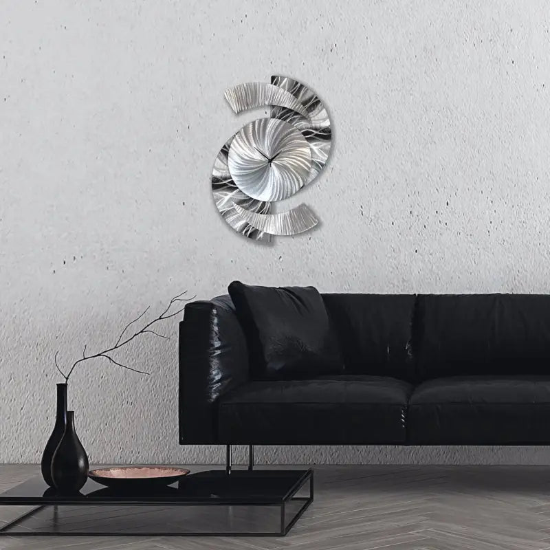 Big Clock for Walls Titled "Elliptical" - Modern Elements Metal Art - 234560985678