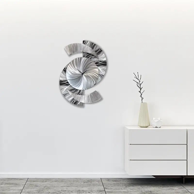 Big Clock for Walls Titled "Elliptical" - Modern Elements Metal Art - 234560985678