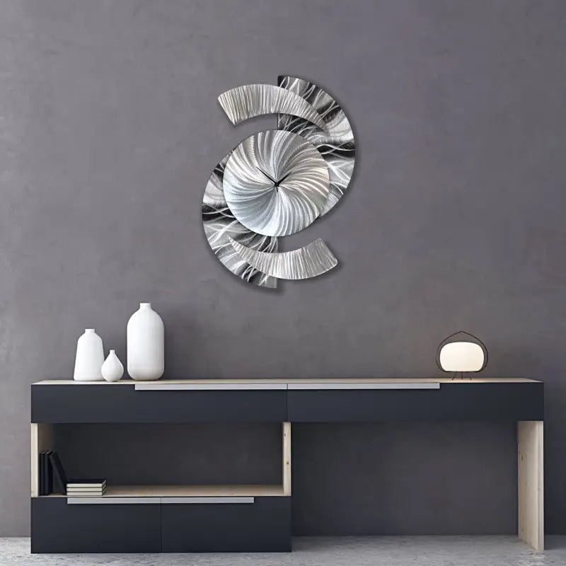 Big Clock for Walls Titled "Elliptical" - Modern Elements Metal Art - 234560985678