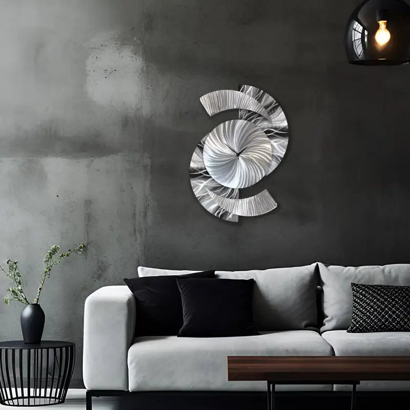 Big Clock for Walls Titled "Elliptical" - Modern Elements Metal Art - 234560985678