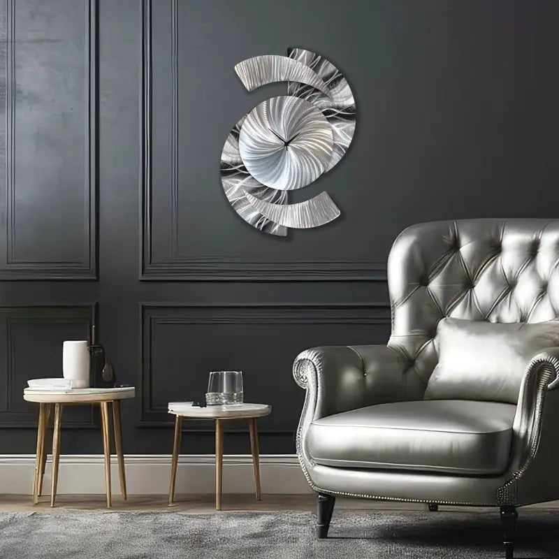 Big Clock for Walls Titled "Elliptical" - Modern Elements Metal Art - 234560985678