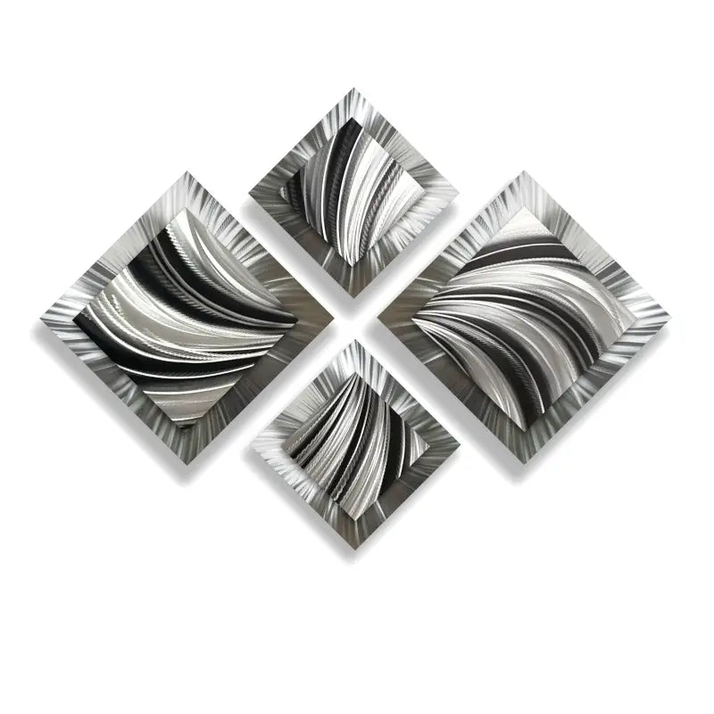 Black and Silver Wall Art Titled "X - Spiral" - Modern Elements Metal Art - M786289