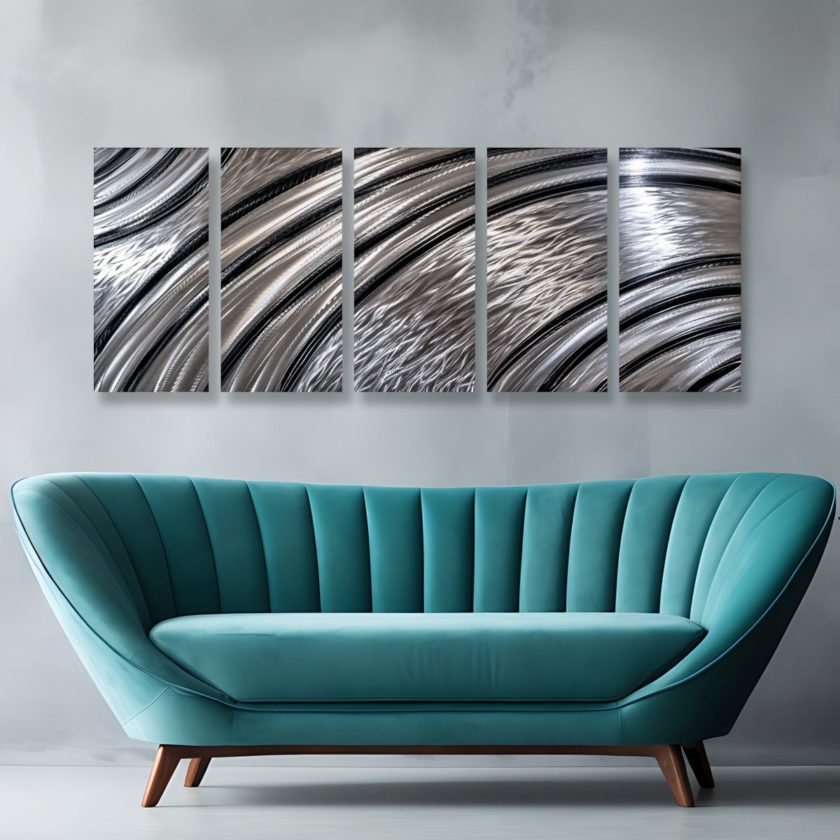 Black & Silver Extra Large Metal Wall Art – Modern Abstract Sculpture & Gallery Decor Set - Modern Elements Metal Art - MY628299