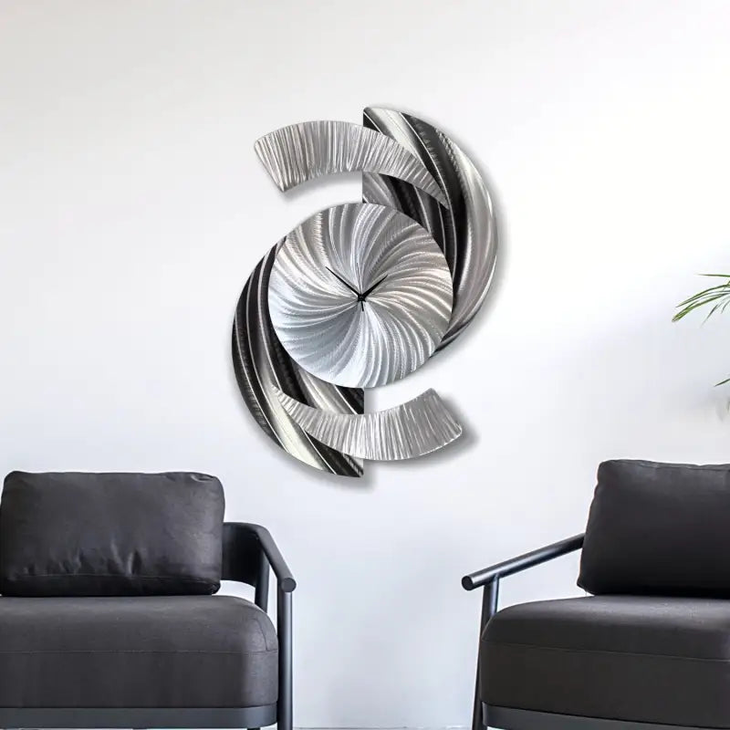Black & Silver Large Wall Clock Titled ’Elliptical’ £159.99 Christopher Henderson