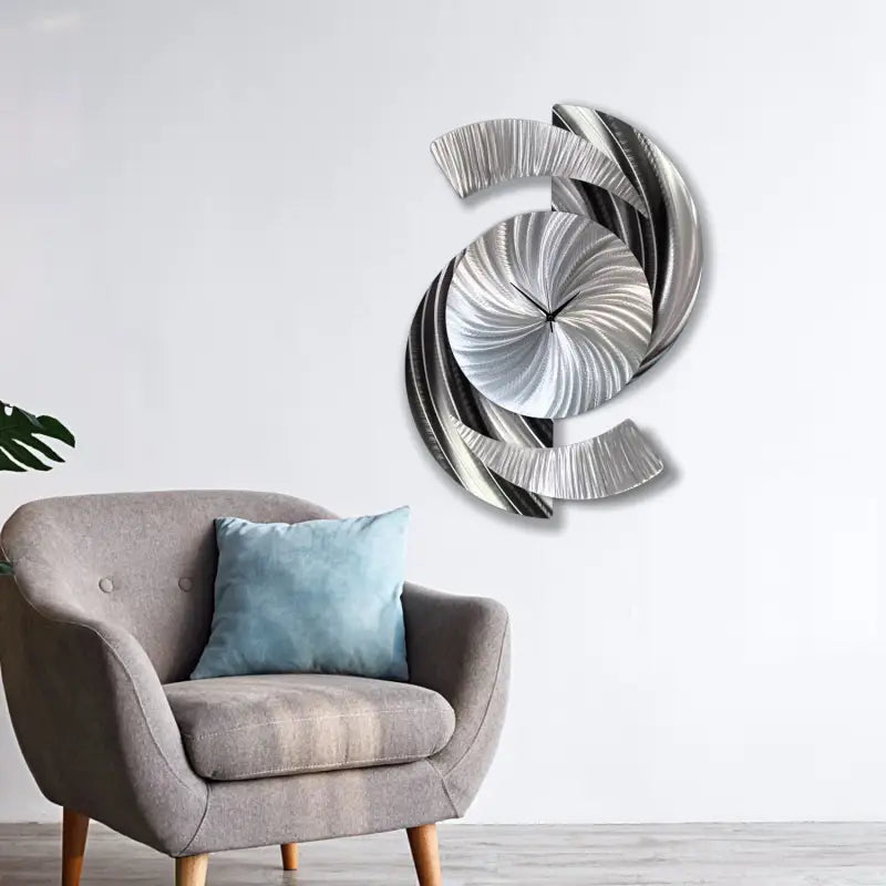 Black & Silver Large Wall Clock Titled ’Elliptical’ £159.99 Christopher Henderson