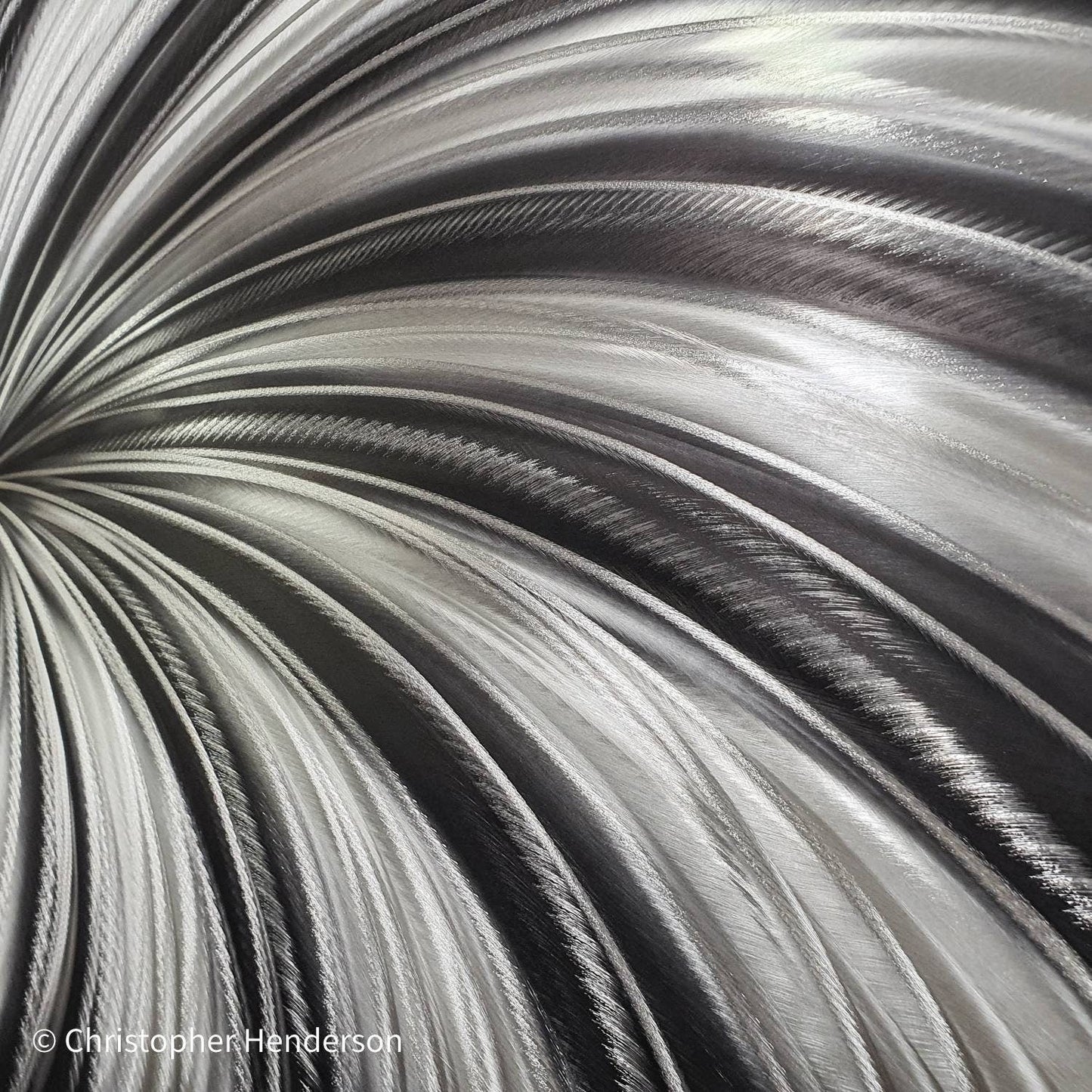 Black & Silver Metal Wall Art Painting Titled Black Spiral - Modern Elements Metal Art - MY7883SX
