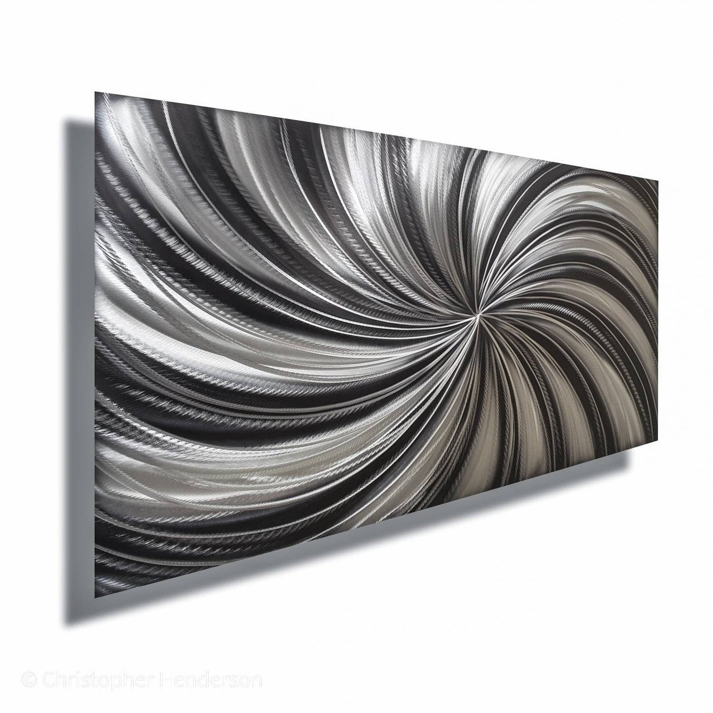 Black & Silver Metal Wall Art Painting Titled Black Spiral - Modern Elements Metal Art - MY7883SX