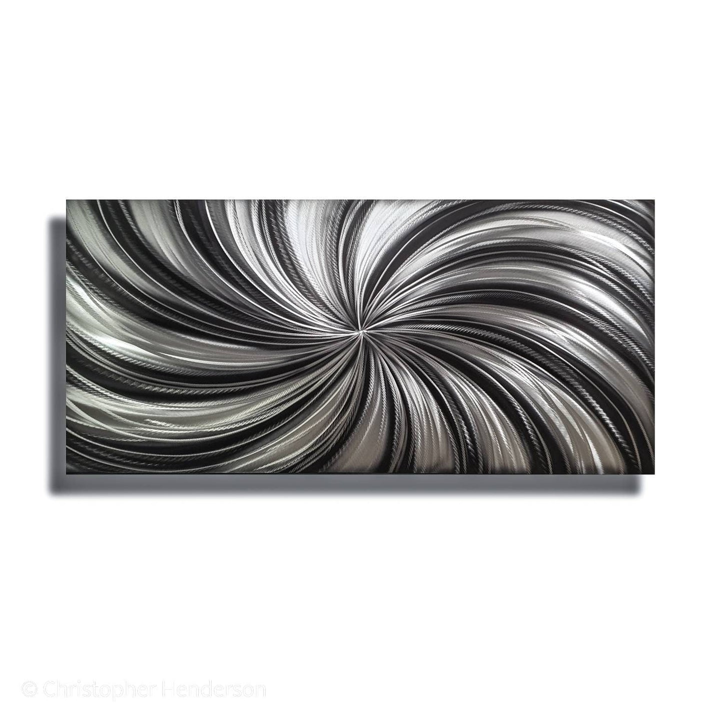 Black & Silver Metal Wall Art Painting Titled Black Spiral - Modern Elements Metal Art - MY7883SX