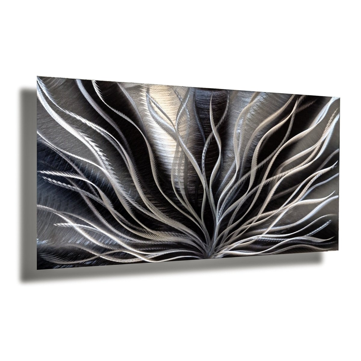 Black Silver Metal Wall Art Sculpture - Contemporary Modern Decor for Home - Modern Elements Metal Art - MA376377K