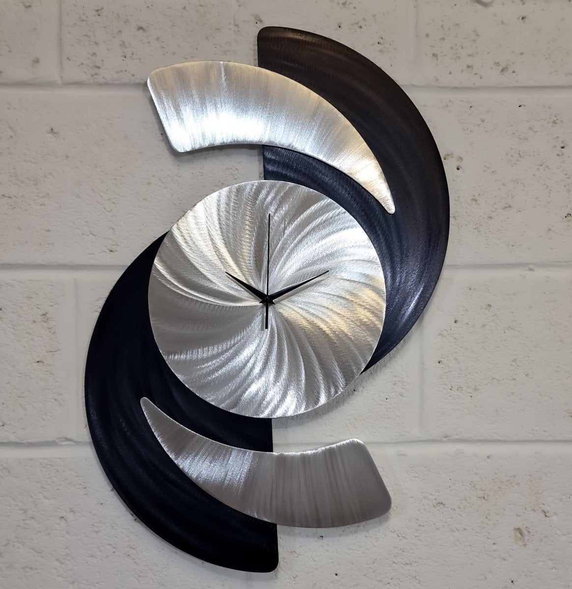 Black Wall Clock - Silver - Modern Abstract Art - 45x60cm - Modern Elements Metal Art - ME9682928