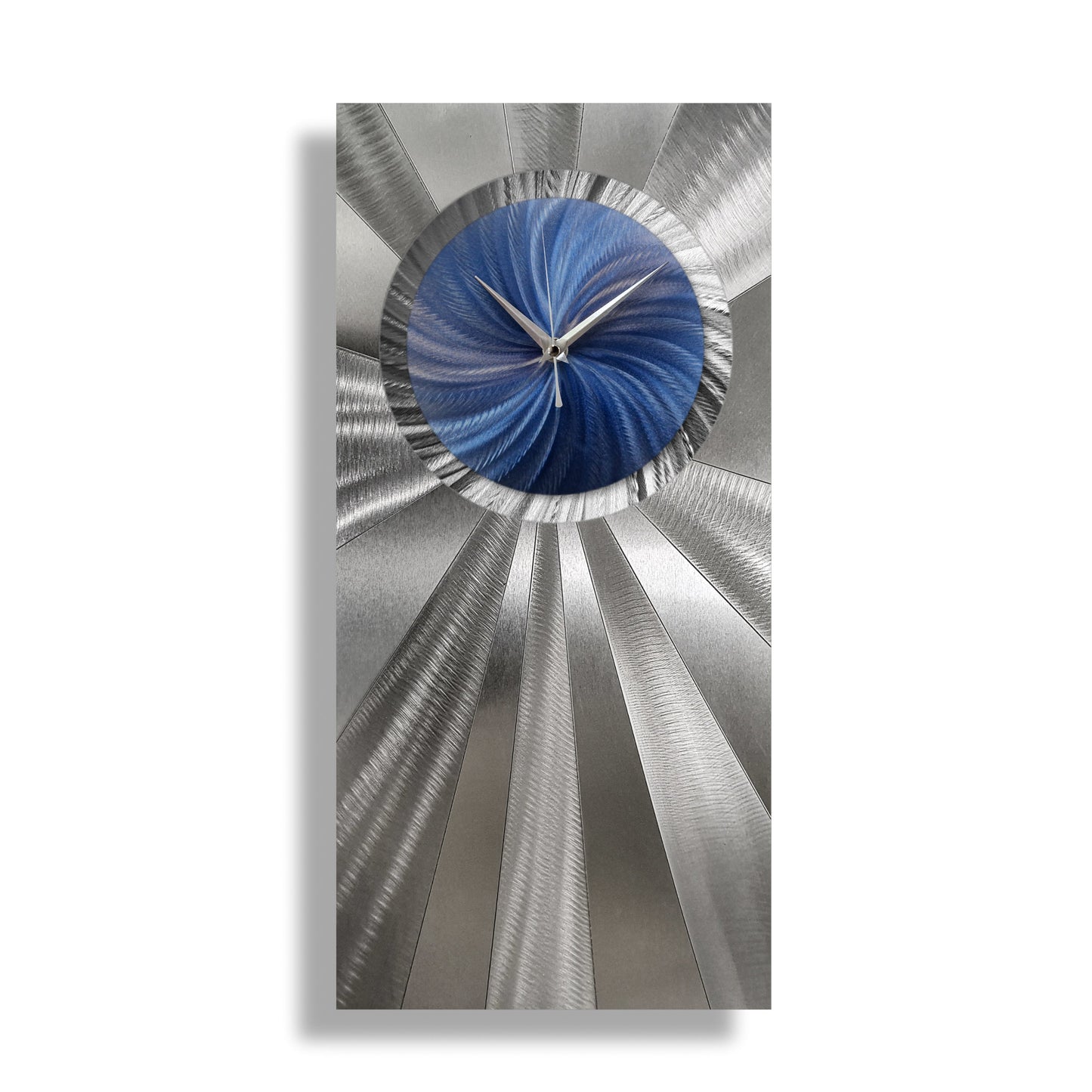 Blue and Silver Wall Clock Titled "Elemental" - Modern Elements Metal Art - ME0532